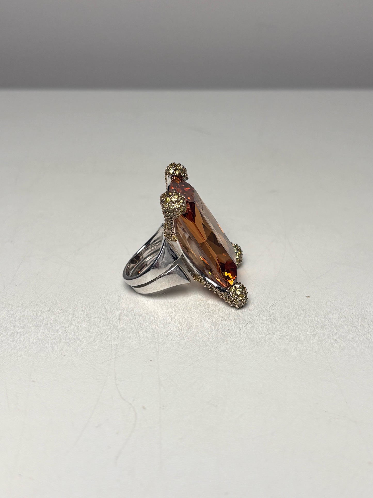 Sterling Silver Citrine Sz 6 20 Carats Sterling Silver Cocktail  Ring