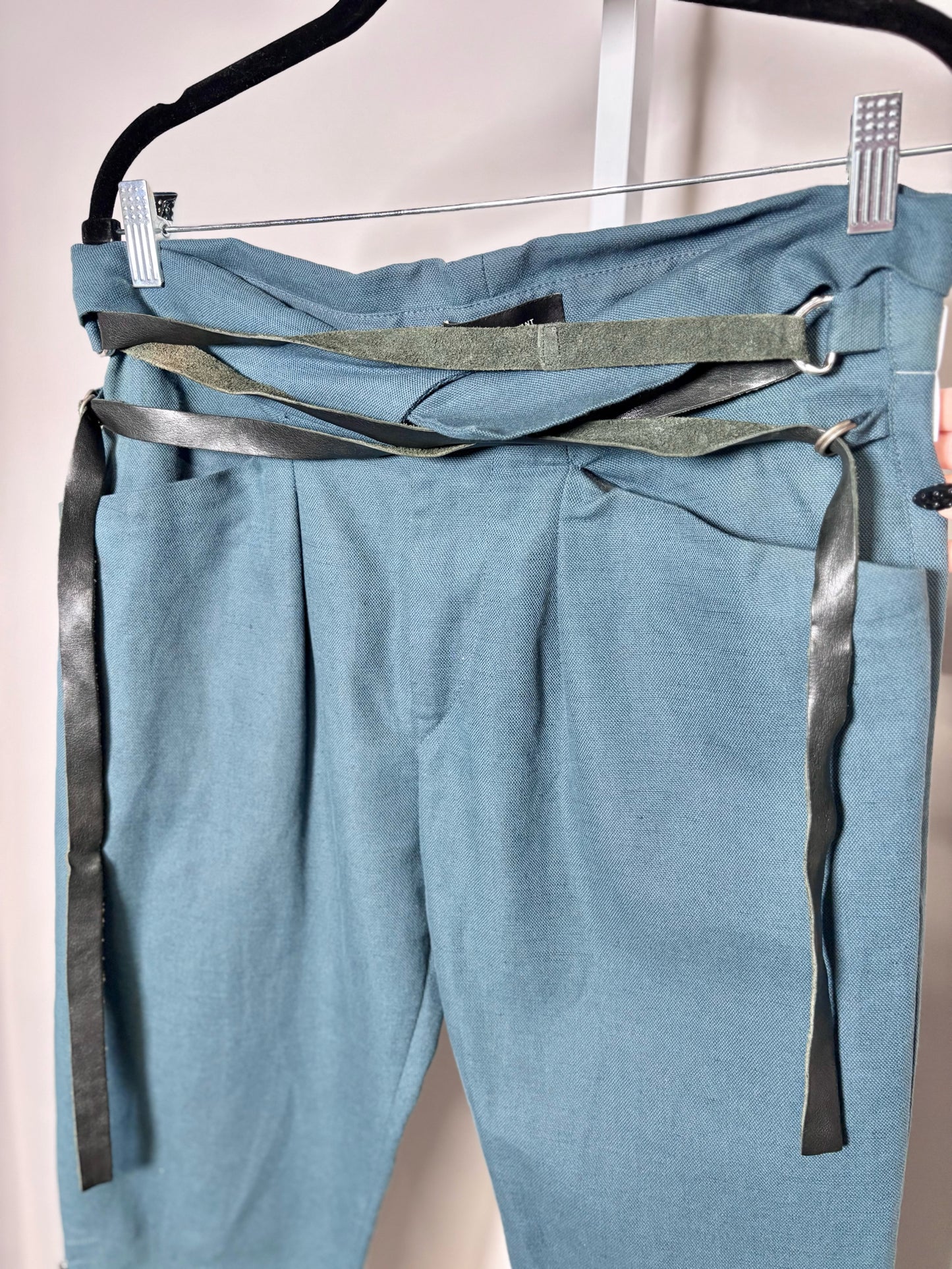Women Size 38 (4 - 6 US) Isabel Marant Teal Solid Cotton/Linen Blend Pants Pre-Owned