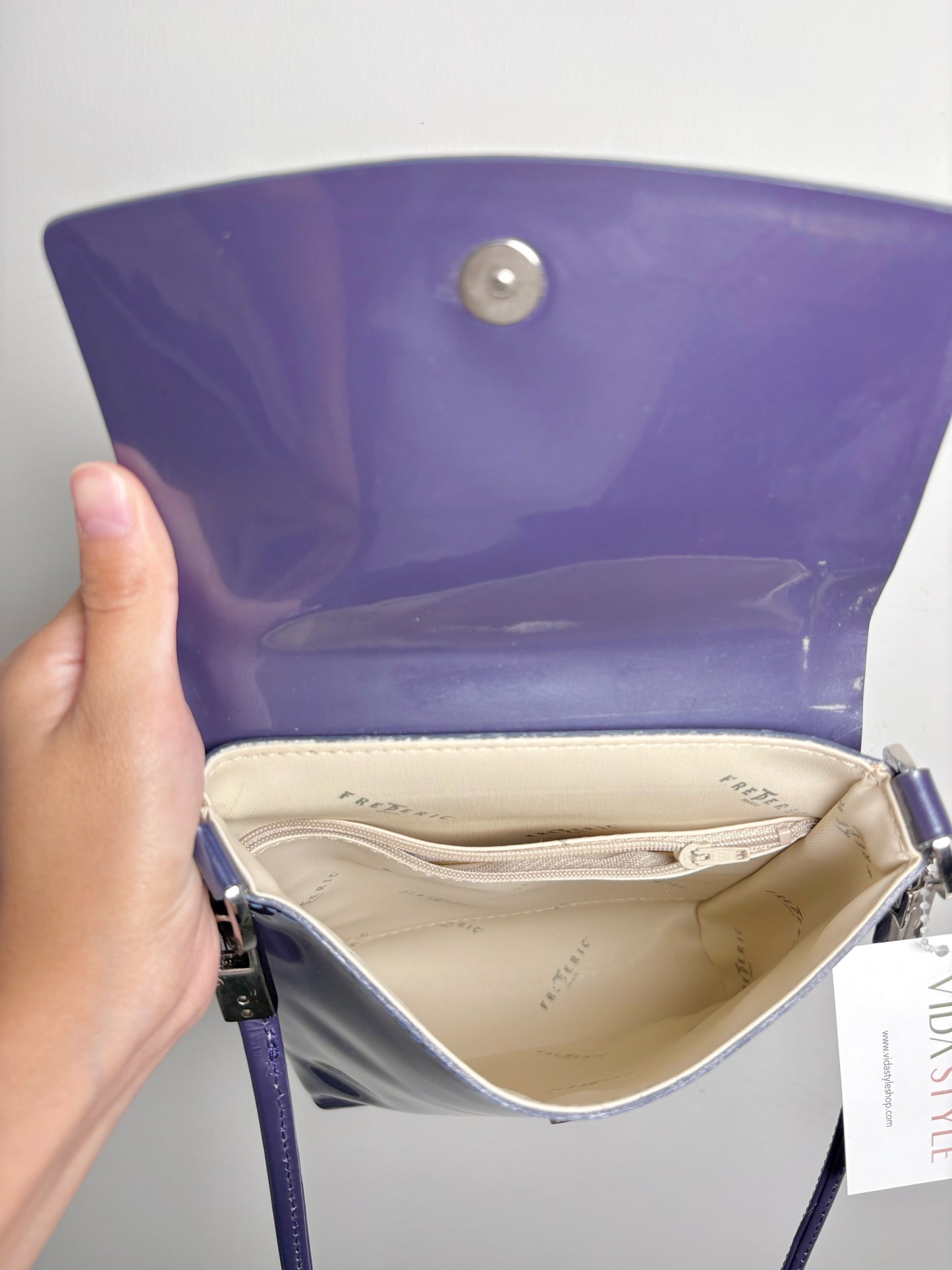 Frederic Paris Solid Patent Leather Small Purse