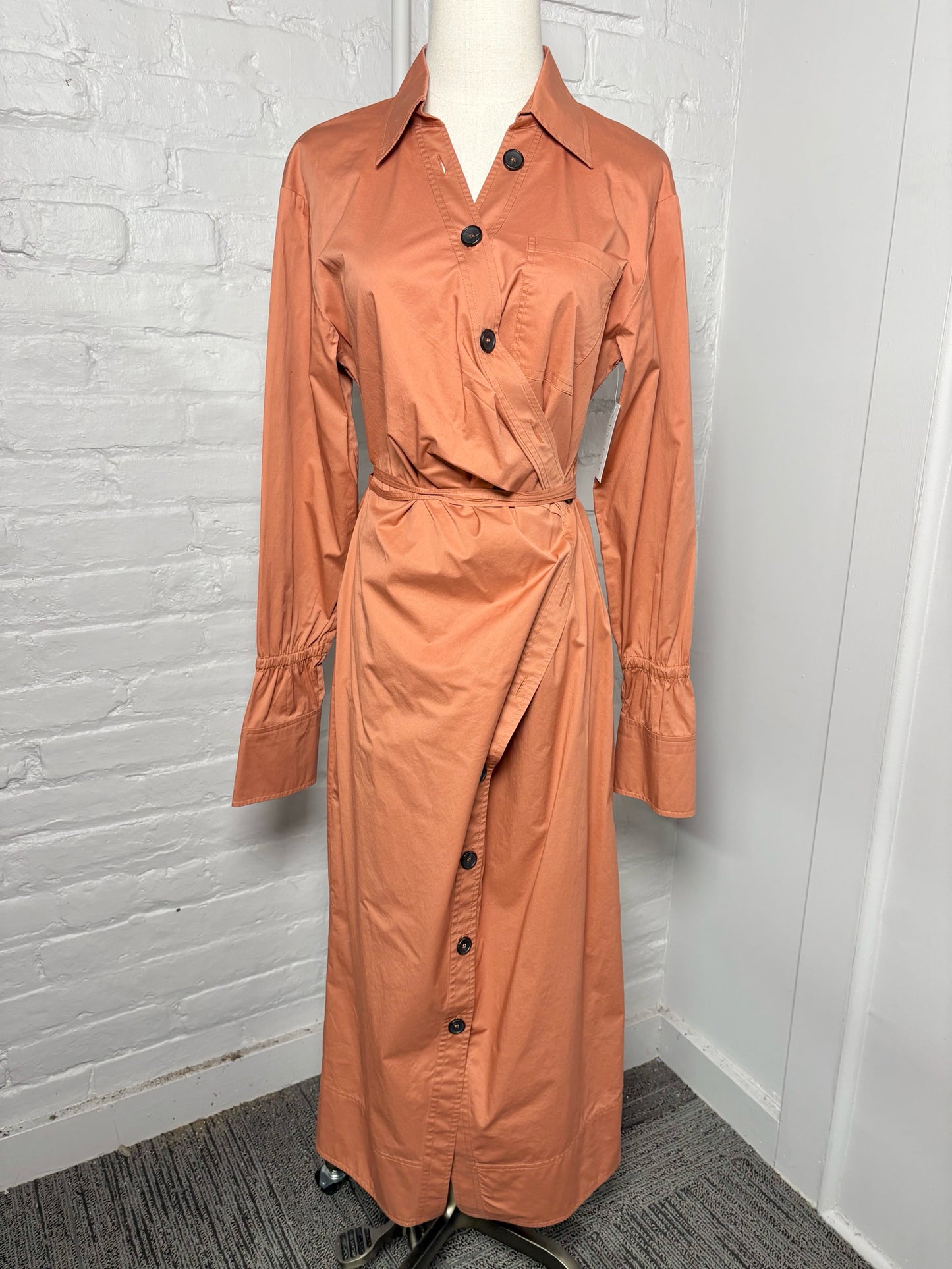 Women Size 2 ALC Terracotta Calvin Wrap Midi Dress