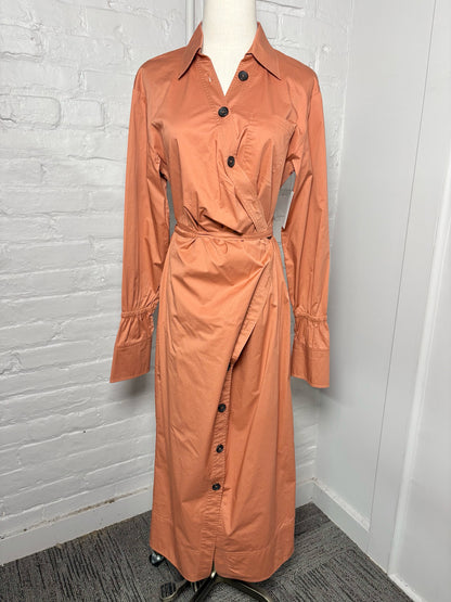 Women Size 2 ALC Terracotta Calvin Wrap Midi Dress