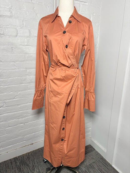 Women Size 2 ALC Terracotta Calvin Wrap Midi Dress