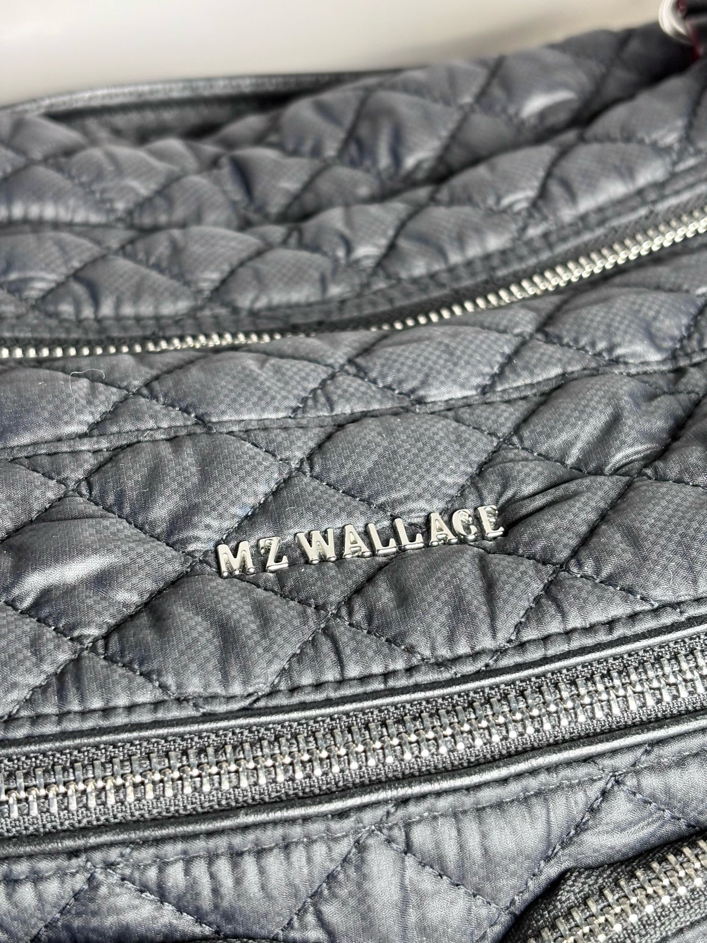 MZ Wallace Solid Nylon Pre-owned Blue Cowhide Trim Travel Tote