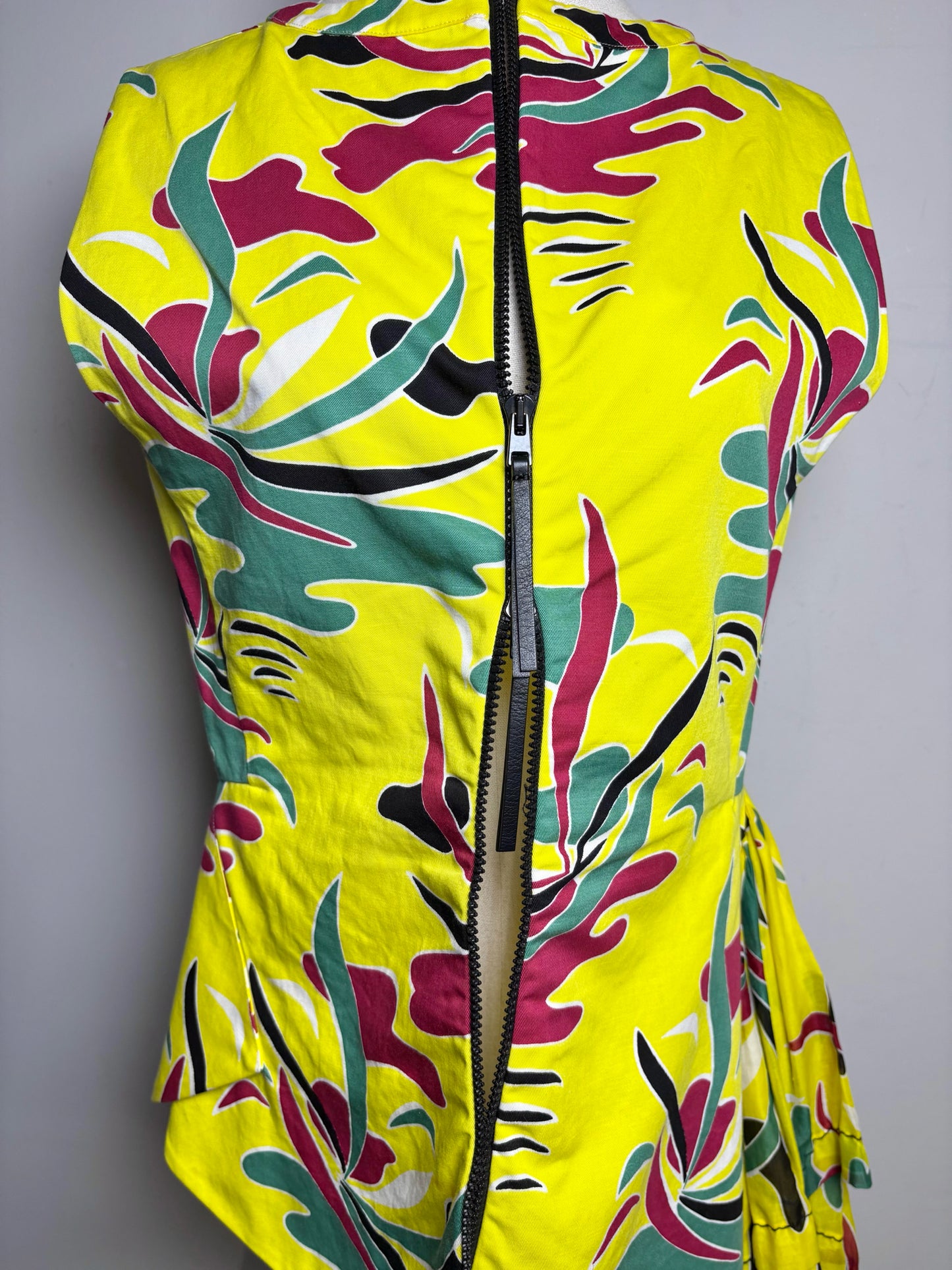 Women Size 44 (L) Marni Yellow Floral Print Cotton/Linen Pre-owned Top