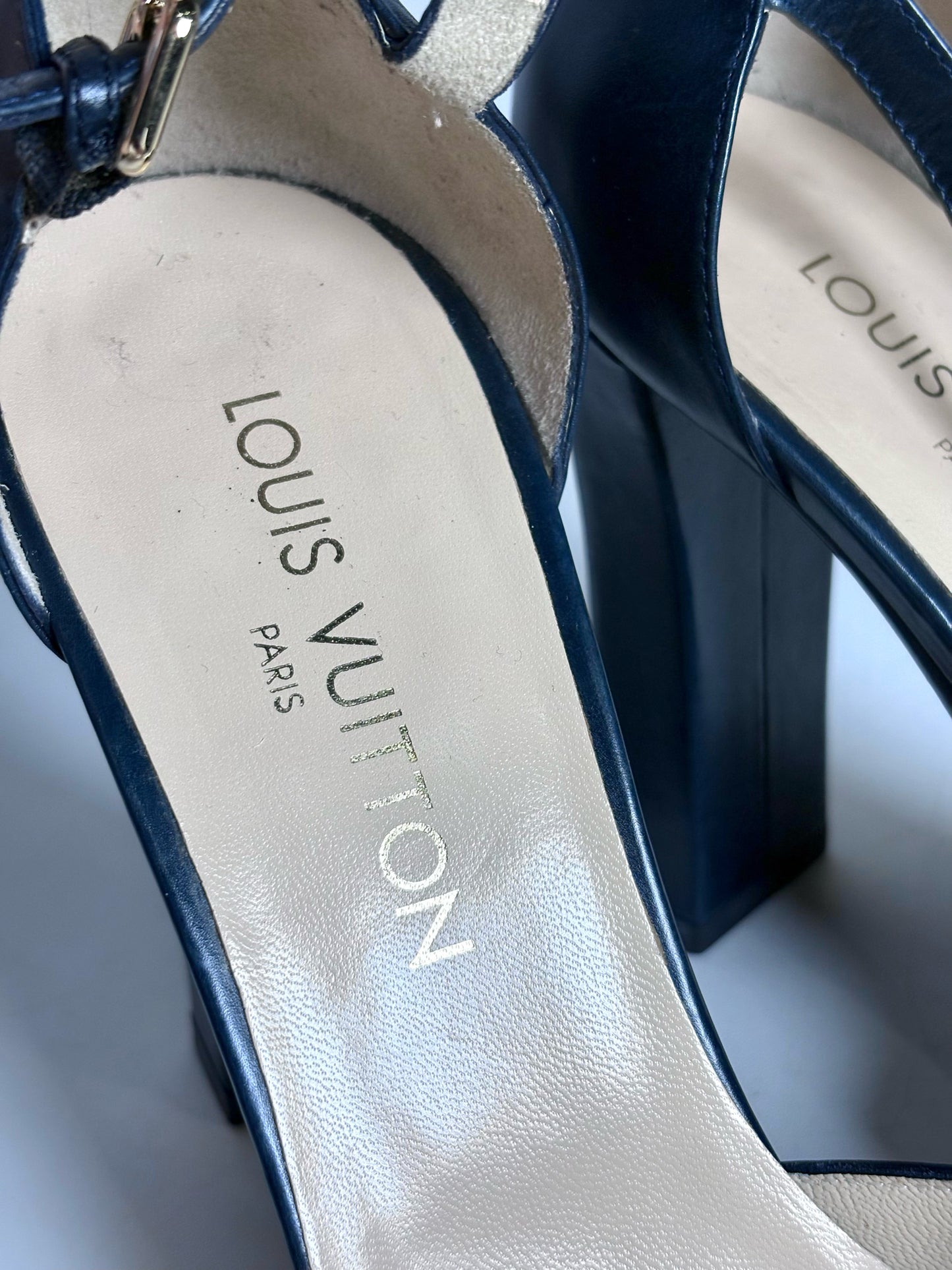 Louis Vuitton Josephine Blue Canvas, Leather Pre-owned Heels