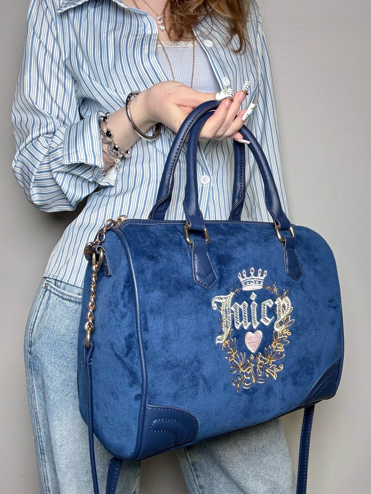 Y2K Juicy Couture Blue Logo Vintage Heritage Satchel Iconic Logo Pre-owned