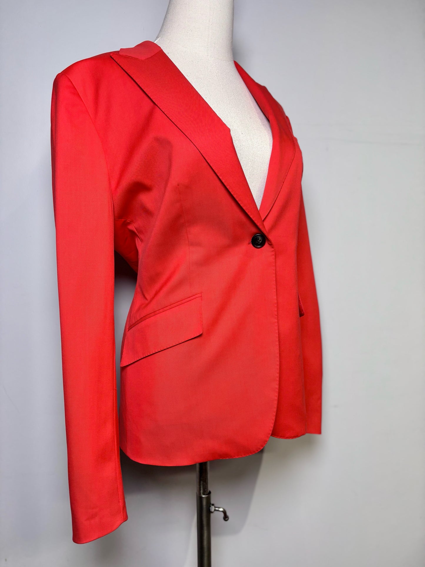 Women Size 48 (L, US) Belvest Red Pure Wool 2-piece Blazer, Pants Suit