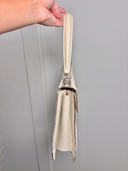 Salvatore Ferragamo Solid Bone Saffiano Gancini Purse