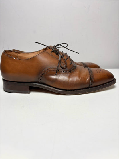 Men's Ralph Lauren Purple Label Tan Burnished Calfskin Pre-Owned Denver Dress Shoes