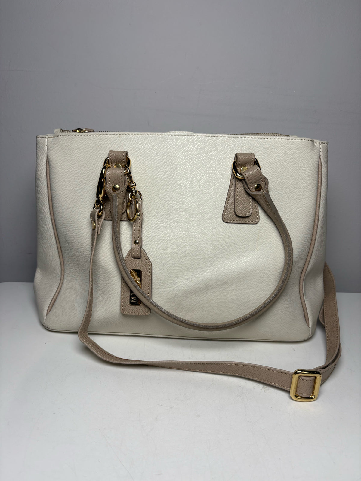 Women's Misuri Firenze Bone Neutral Hand-Stitched Italian Leather Pre-Owned Satchel Bag
