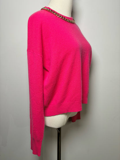 Women Size M Intermix Fuchsia Solid Cashmere Sweater