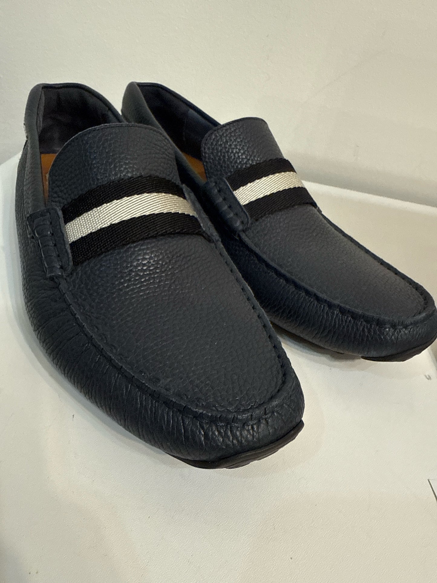 Bally Blue Leather Mens Shoe Size 9.5 Perthy Loafers