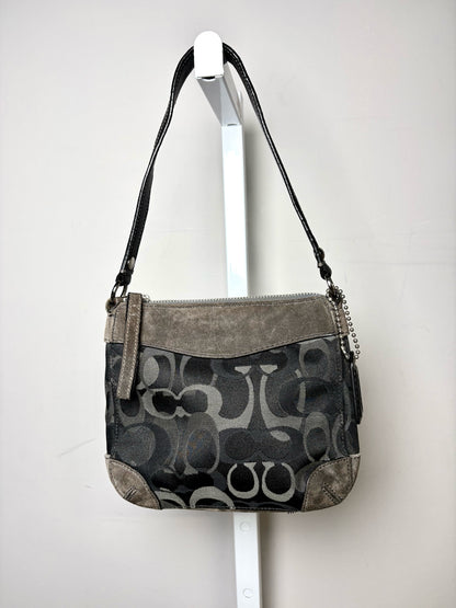 Coach Monogram Vintage Canvas, Leather Pre-owned Black, gray Suede Small Purse