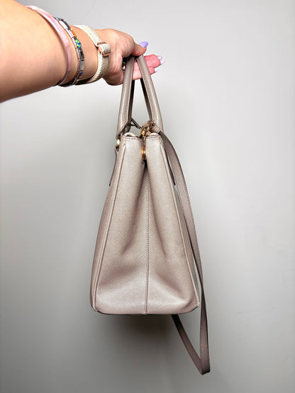 Prada Solid Saffiano Leather Pre-owned Taupe Galleria Tote