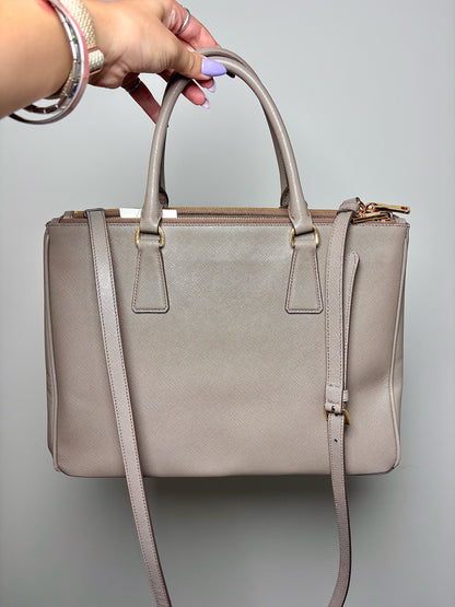 Prada Solid Saffiano Leather Pre-owned Taupe Galleria Tote