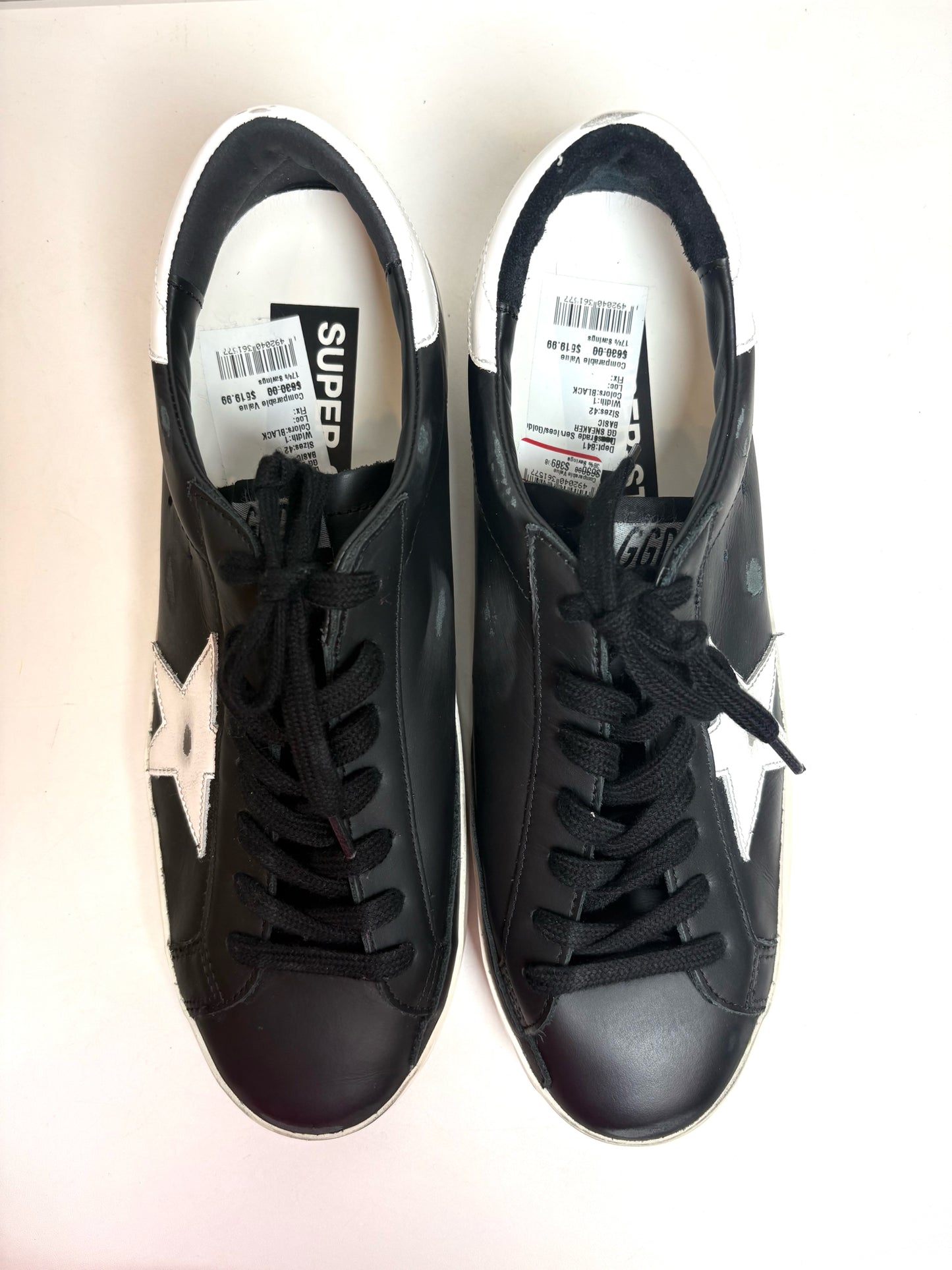 Golden Goose Black Leather White Star Men's Pre-owned, NWT 42 Sneakers