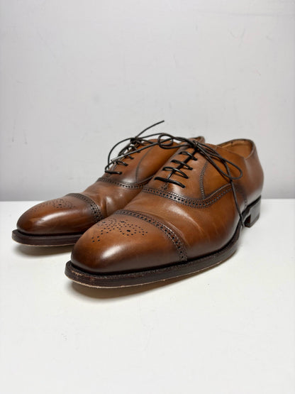 Men's Ralph Lauren Purple Label Tan Burnished Calfskin Pre-Owned Denver Dress Shoes