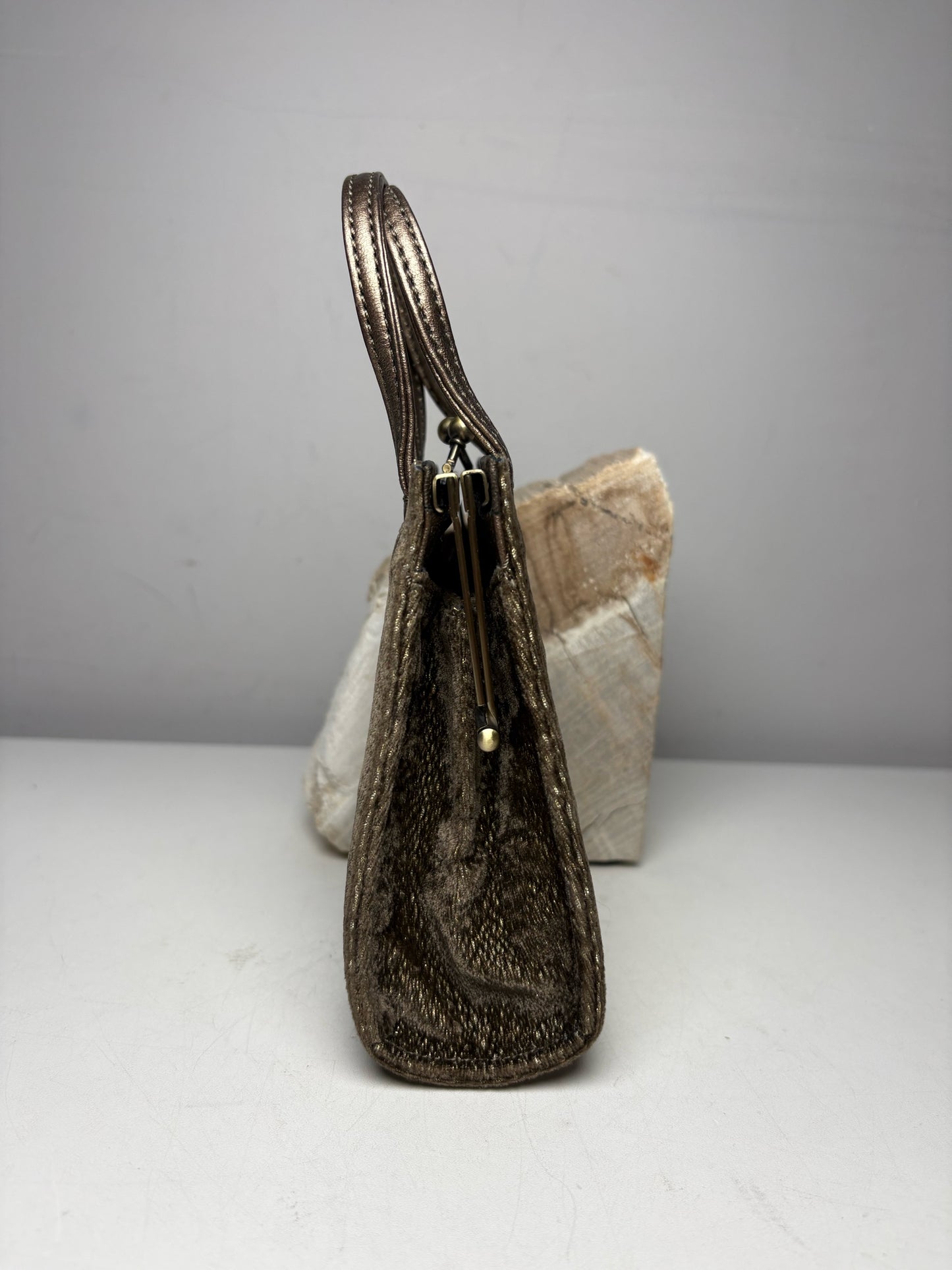 Women's Donald J. Pliner Bronze Shimmery Velvet Fabric Pre-Owned Mini Purse