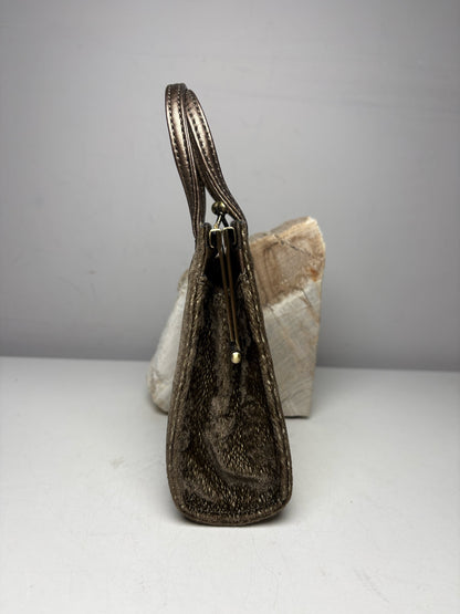 Women's Donald J. Pliner Bronze Shimmery Velvet Fabric Pre-Owned Mini Purse