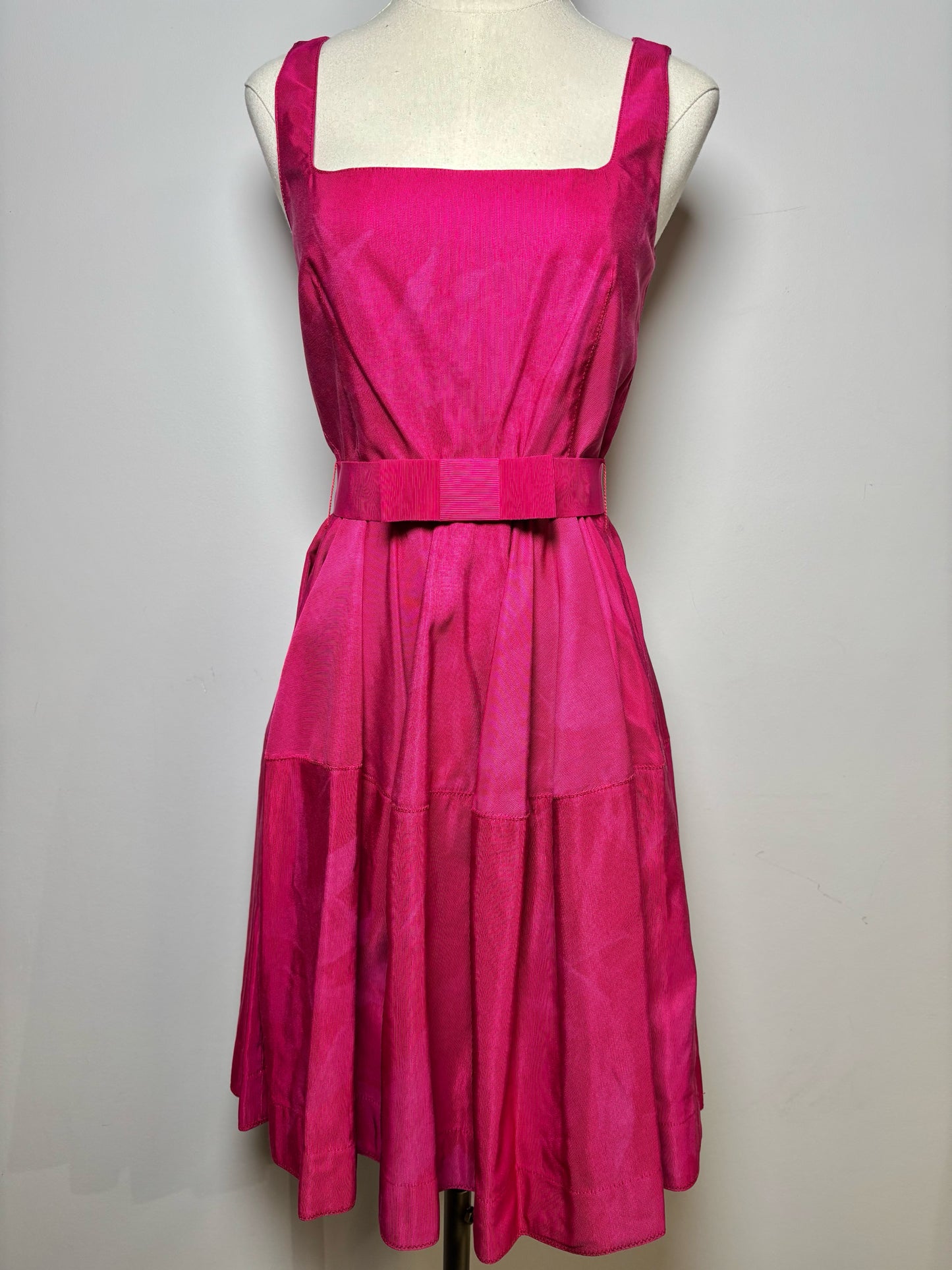 Women Size M Lanvin Magenta Solid Cotton, Viscose, Fit & Flarre Dress