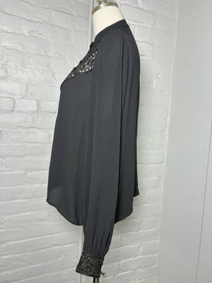 Women Size 36 (2) Sezane Black Solid Viscose Blouse