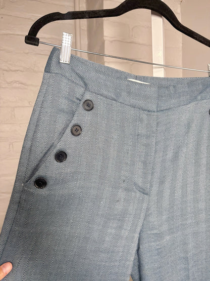 Women Size 2 Veronica Beard Blue Herringbone Pre-owned Pants