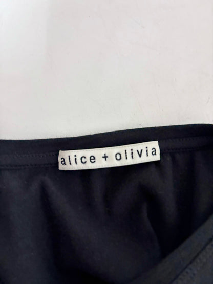 Women Size P Alice + Olivia Black Sequin Pure Cotton Pre-owned Top