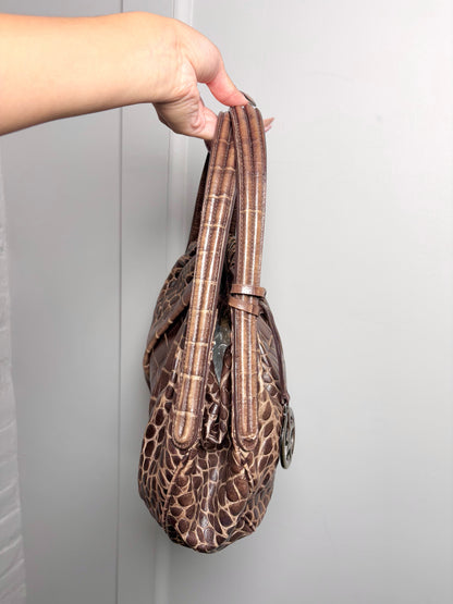 Leather Giorgio Armani Croc Embossed Vintage Brown Medium Purse