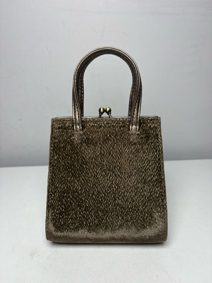 Women's Donald J. Pliner Bronze Shimmery Velvet Fabric Pre-Owned Mini Purse