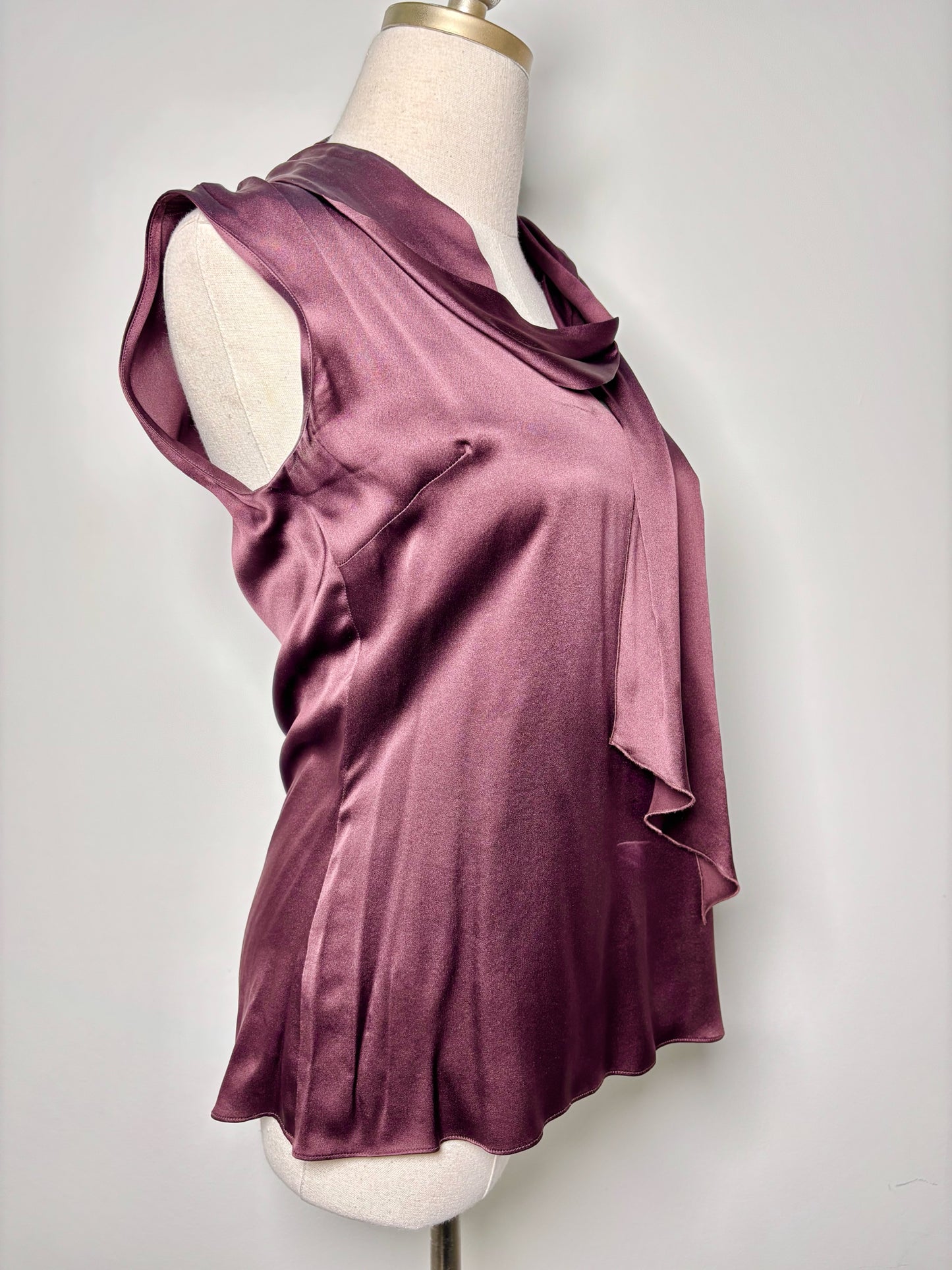 Women Size 38 (S, US) Scherrer Wine Solid Silk Vintage Blouse