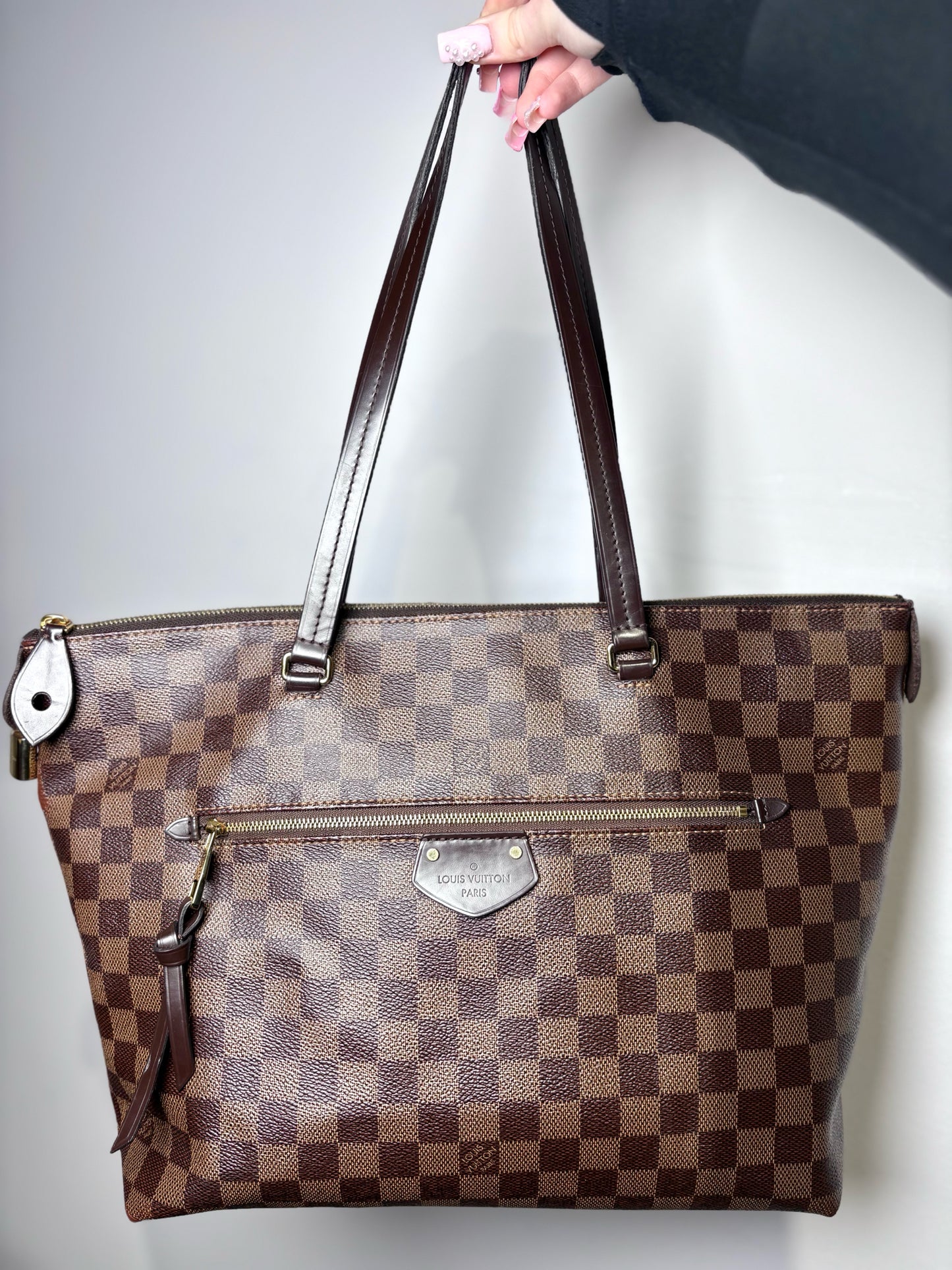 Coated Canvas Louis Vuitton Damier Ebene Pre-owned Brown Medium Purse