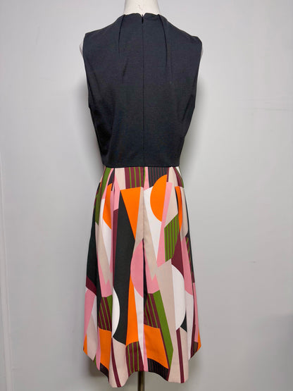Women Size M Paul Carroll Black w/Geometric Print Dress