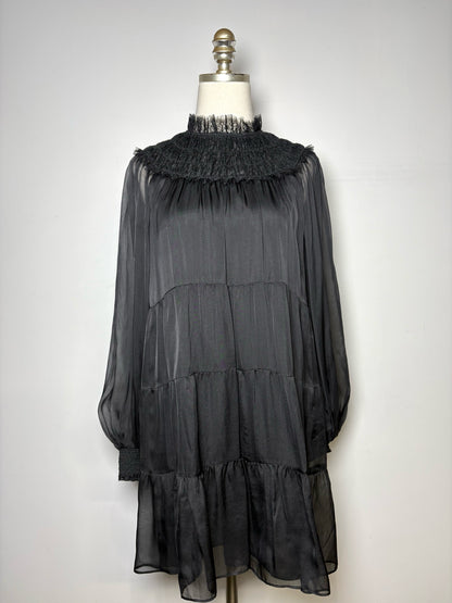 Women Size 8 Alice + Olivia Black Solid Nylon Pre-owned Dress