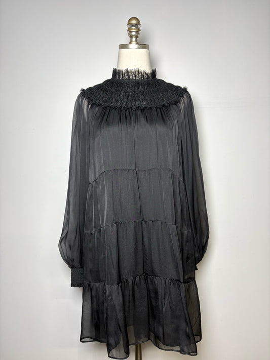Women Size 8 Alice + Olivia Black Solid Nylon Pre-owned Dress