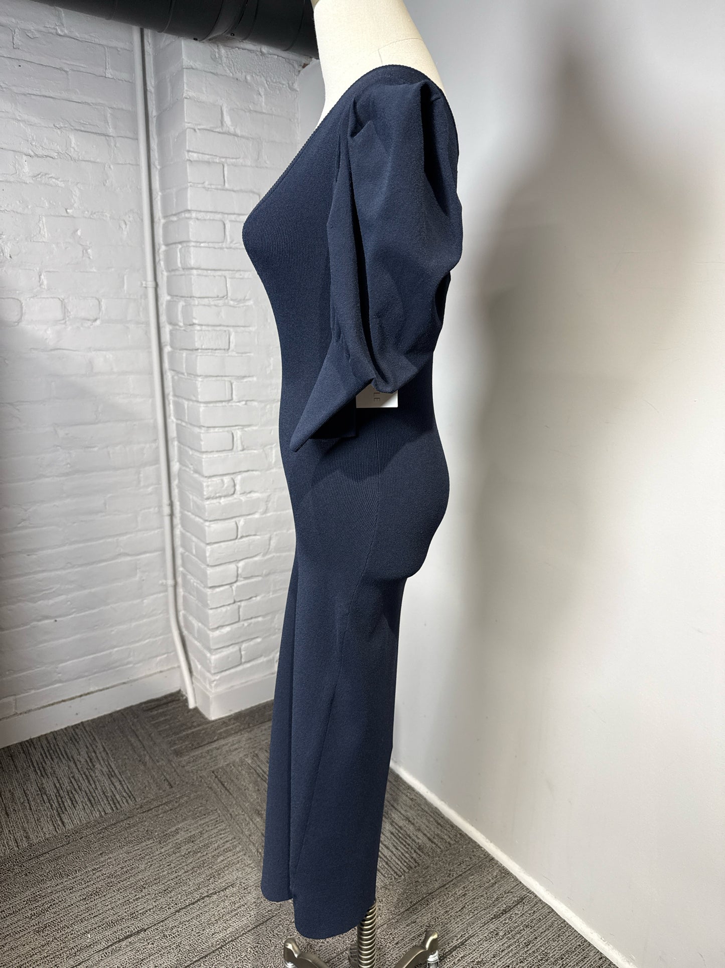 Women Size S Autumn Cashmere Navy Blue Midi Knit Dress