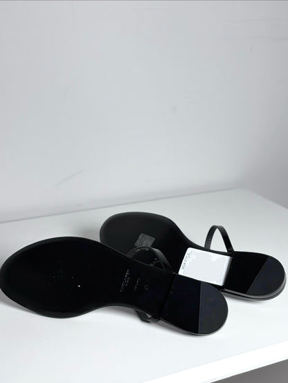 W Shoe Size 41 (11 US) Saint Laurent Black Patent Leather Logo NWT Sandals