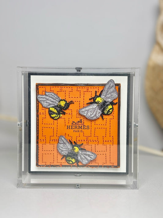 Stephen Wilson Frame Hermes Bumble Bees Acrylic Shadow Box