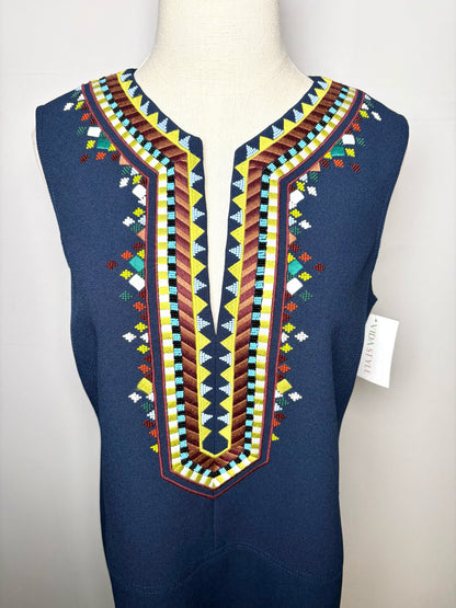 Women Size 8 Tory Burch Sophia Blue Embroidered, Beaded Pre-owned Dress