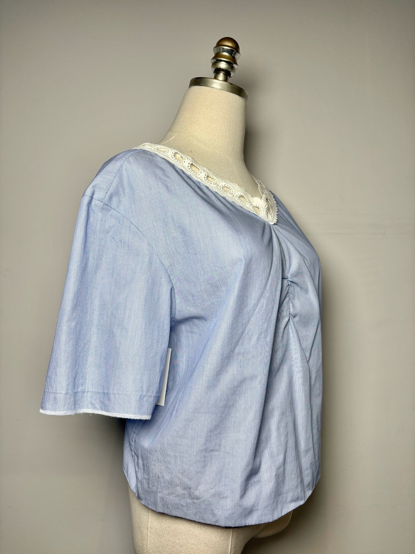 Women Size S/M Sandro Blue, White Mini Stripe Pure Cotton Pre-owned Blouse