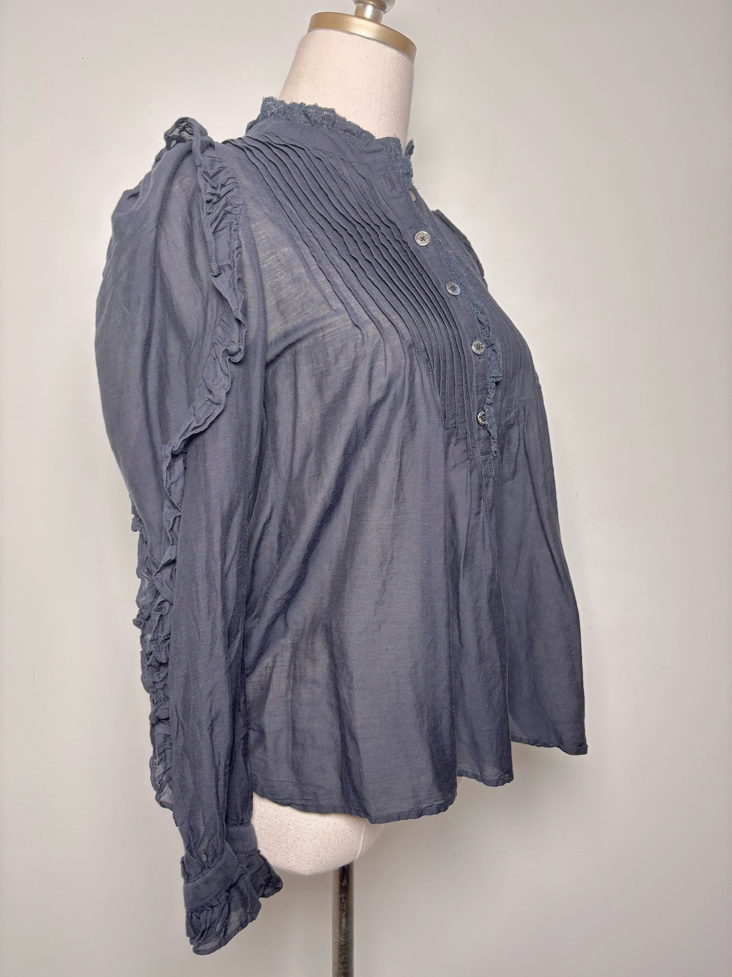 Women Size XS Zadig & Voltaire Black Solid Cotton Blend Pre-owned Blouse