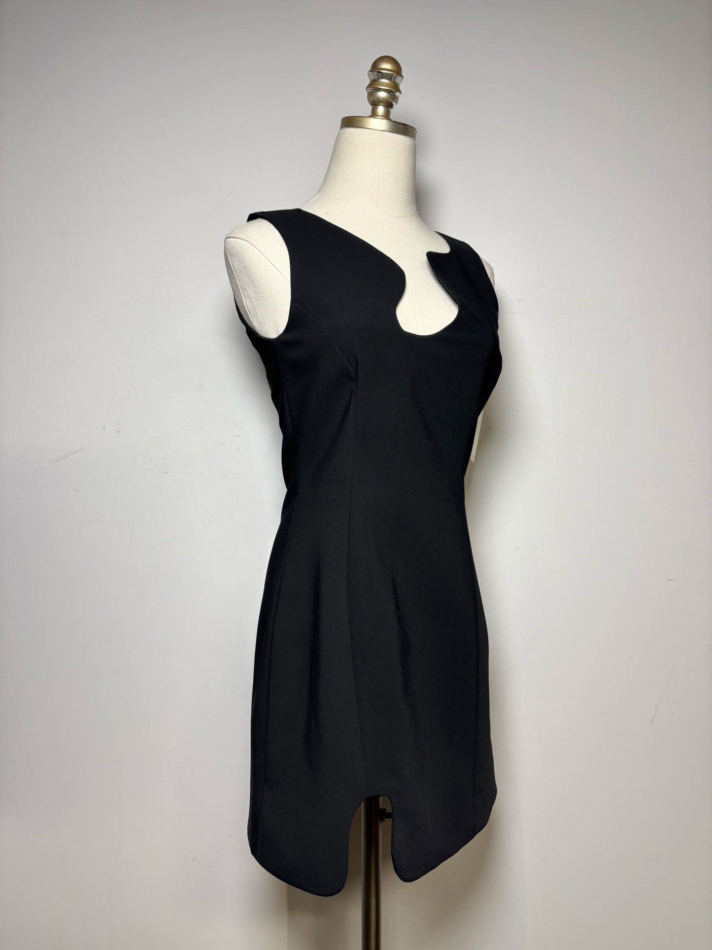 NWT/Pre-Owned XS Amanda Uprichard Black Solid Polyester Women's Dress