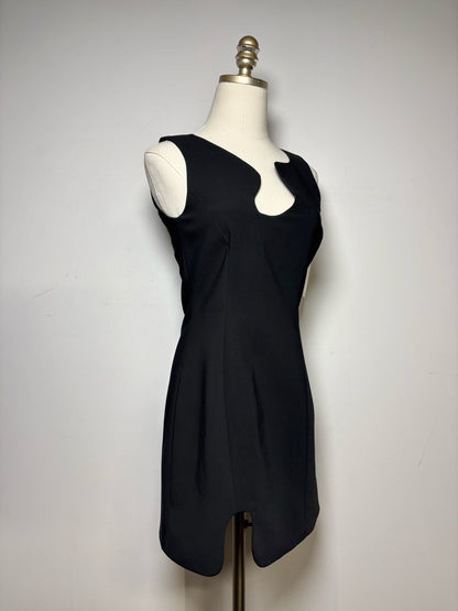 NWT/Pre-Owned XS Amanda Uprichard Black Solid Polyester Women's Dress