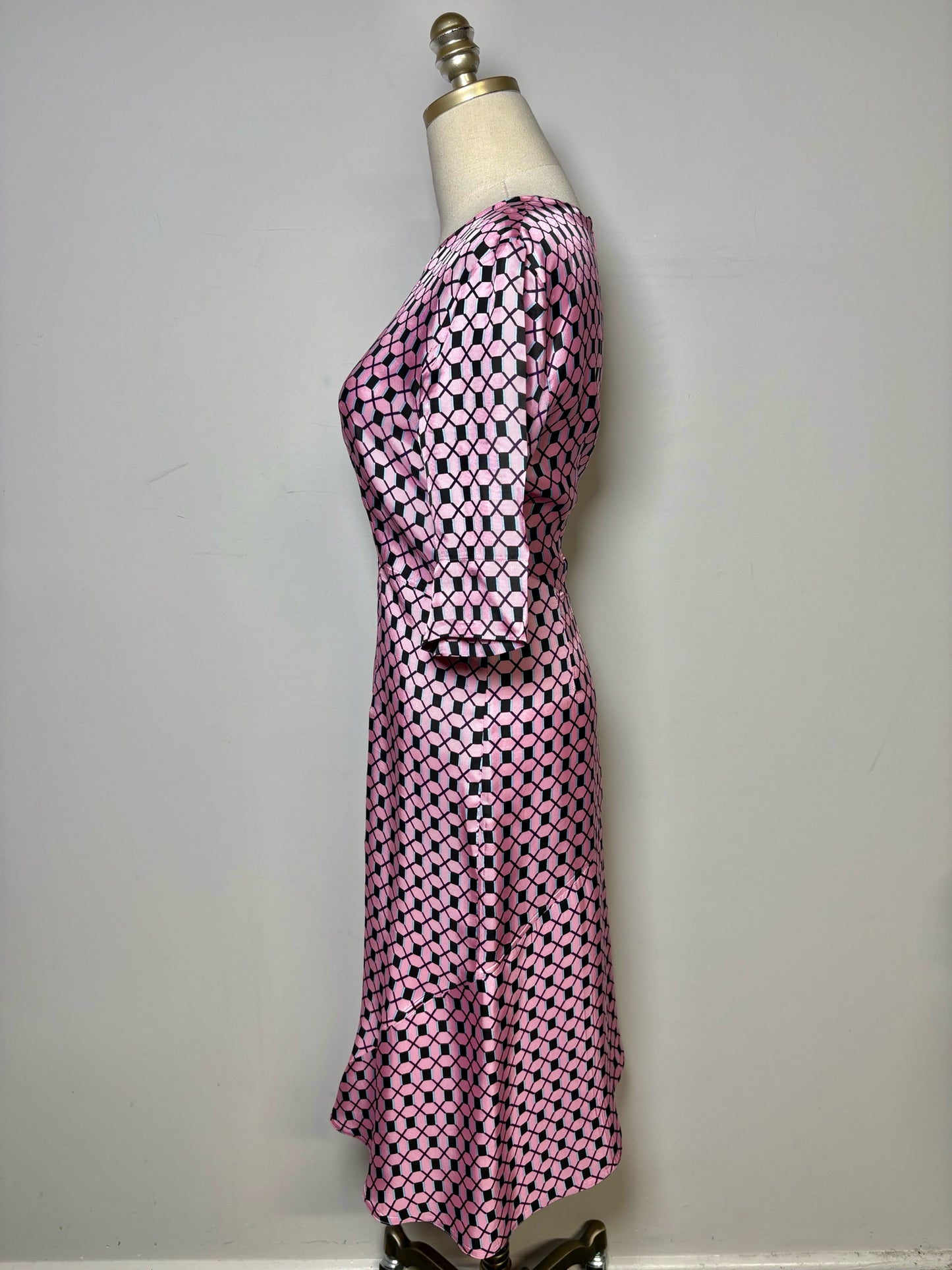 Women Size 8 (M) Marni Pink, Black Print Drop Waist Pre-owned Dress