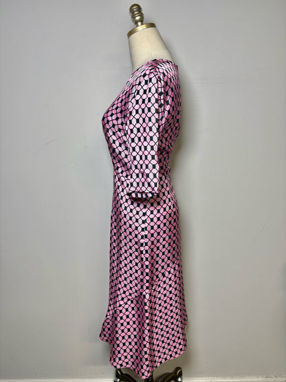 Women Size 8 (M) Marni Pink, Black Print Drop Waist Pre-owned Dress