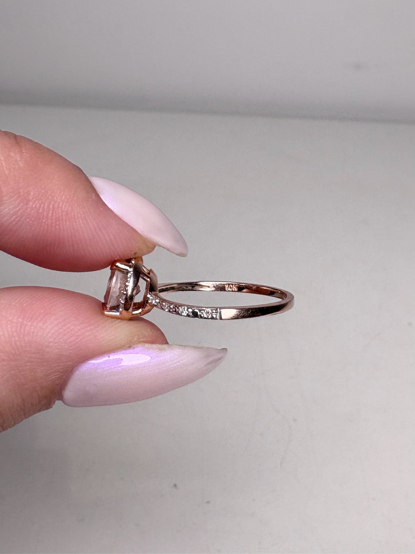 10k Rose Gold Rina Limor Morganite w/Diamond Accents Blush Sz 6.5 Ring | Pre-owned