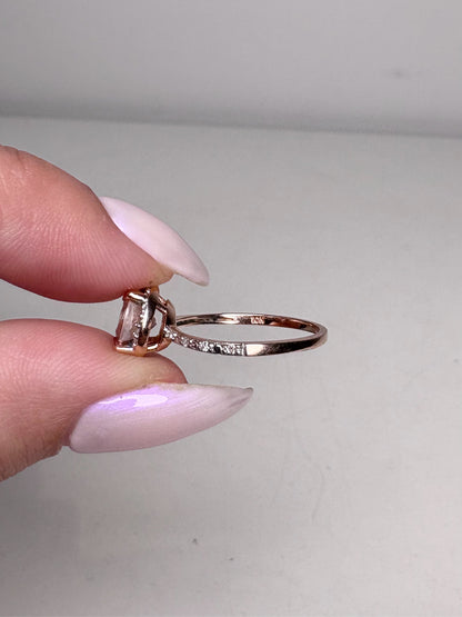 10k Rose Gold Rina Limor Morganite w/Diamond Accents Blush Sz 6.5 Ring | Pre-owned