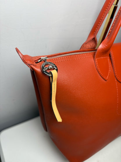 Women's Longchamp Le Pliage Xtra Burnt Orange Leather Pre-Owned Shoulder Tote Bag
