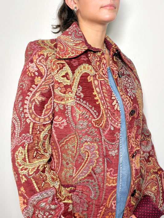 Women Size 46 (10, US) Etro Rust Orange Tapestry Floral Print Jacket