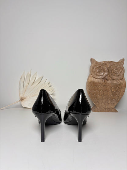 W Shoe Size 6.5 Stuart Weitzman Black Leather Patent NWOT Heels