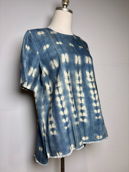 Women Size 4 Adam Lippes Blue Tie-dyed Cotton Pre-owned, NWT Shirt